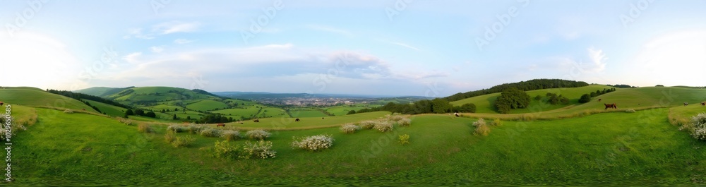 360 degree Rolling Hills and Meadows, 360 degree photo. HDRI spherical panorama. 360 degree Rolling Hills and Meadows, 360 degree photo. HDRI spherical panorama.