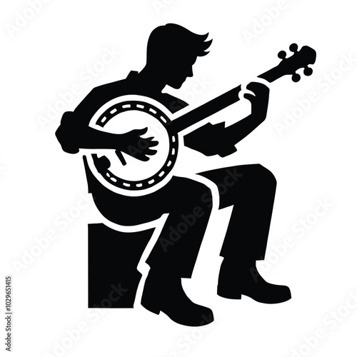 Banjo Player Silhouette