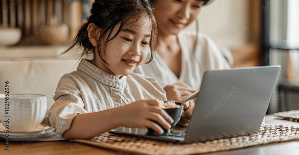 Happy Asian Family Eating Meal at Home - Mother, Father, and Daughter Enjoying Breakfast Together in a Warm and Loving Atmosphere Happy Asian Family Eating Meal at Home - Mother, Father, and Daughter Enjoying Breakfast Together in a Warm and Loving Atmosphere