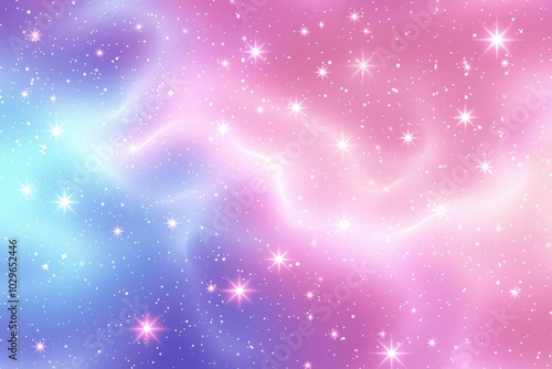 Fantasy Pastel Sky with Stars and Unicorns