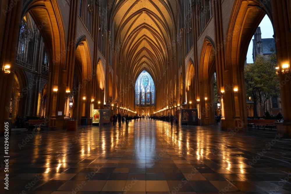 Curved gothic archways of an old cathedral Curved gothic archways of an old cathedral