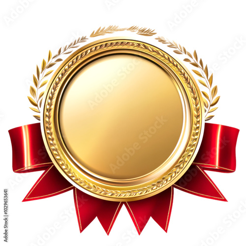 Gold Medal Award Ribbon, Vector Style Sticker