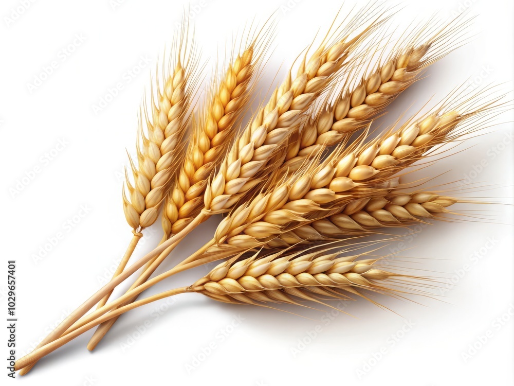 Isolated ears of wheat on a transparent background, ideal for high-quality product shots, showcasing intricate textures and the elegance of natural agricultural beauty. Isolated ears of wheat on a transparent background, ideal for high-quality product shots, showcasing intricate textures and the elegance of natural agricultural beauty.
