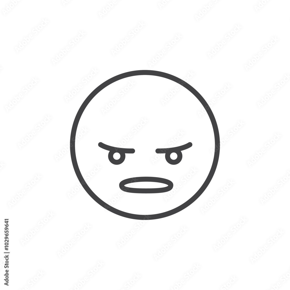 Angry icon Thin outline art symbol Angry icon Thin outline art symbol