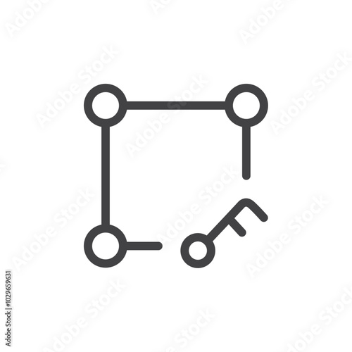 Align key icon Thin outline art symbol