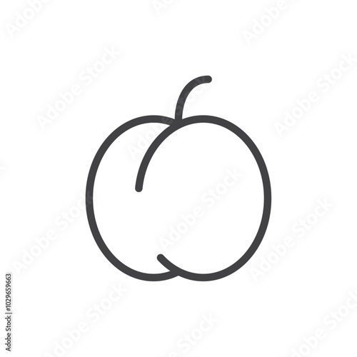 Apricot icon Thin outline art symbol