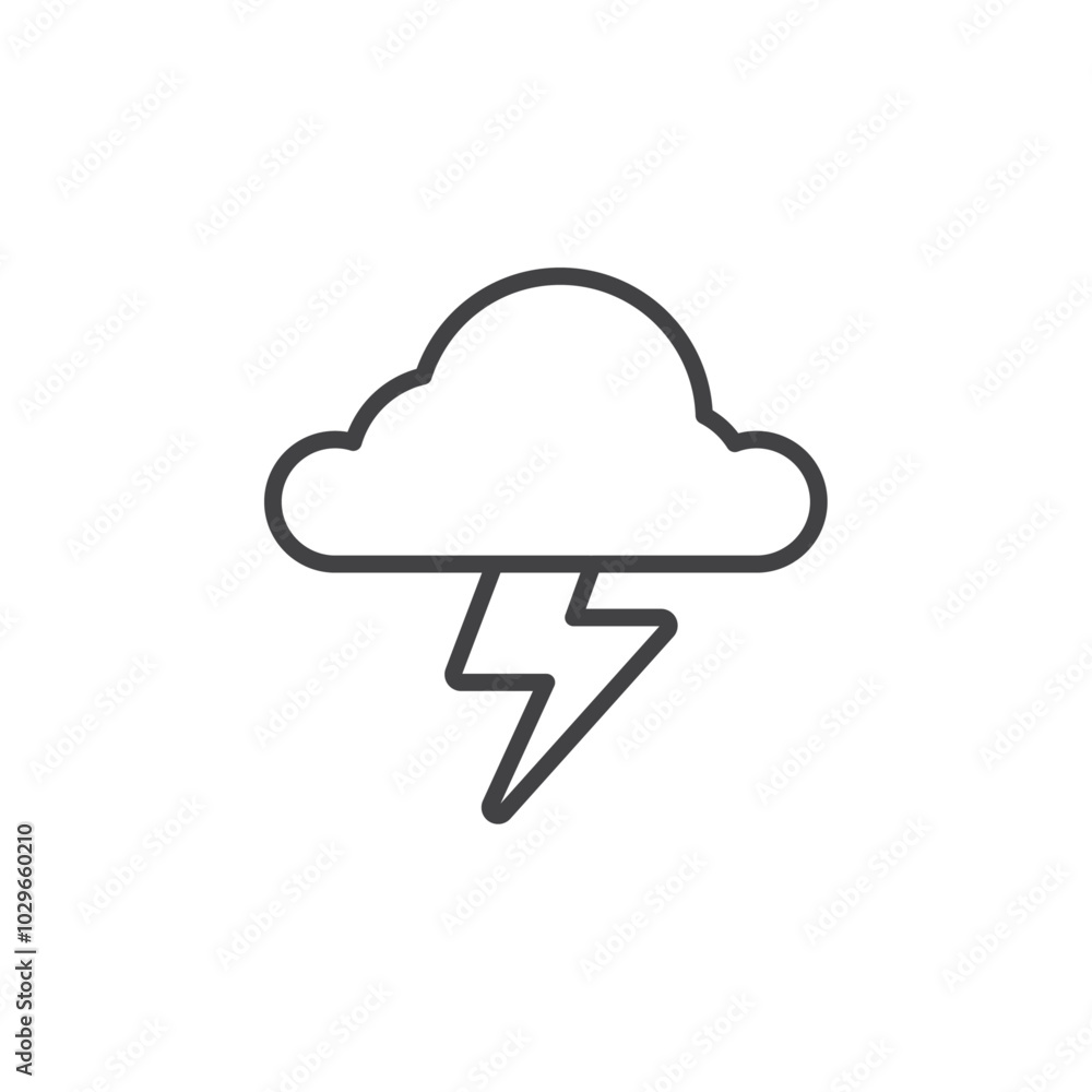 Cloud storm icon Thin outline art symbol Cloud storm icon Thin outline art symbol