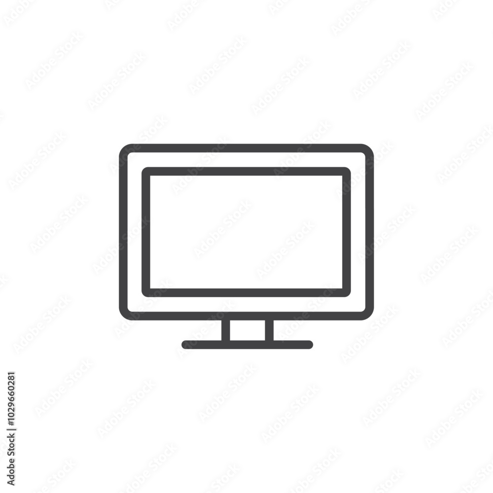 Computer icon Thin outline art symbol Computer icon Thin outline art symbol