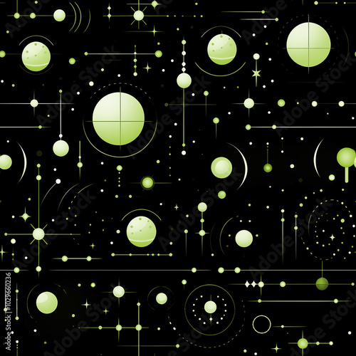 Futuristic Space Pattern with Planets and Orbit Lines