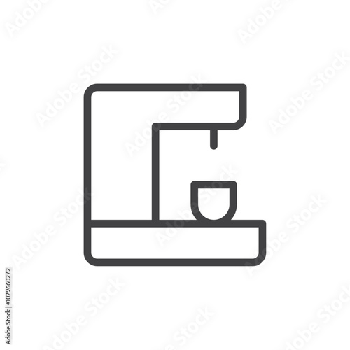 Coffee machine icon Thin outline art symbol