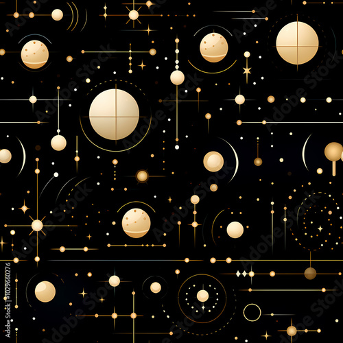 Futuristic Space Pattern with Planets and Orbit Lines