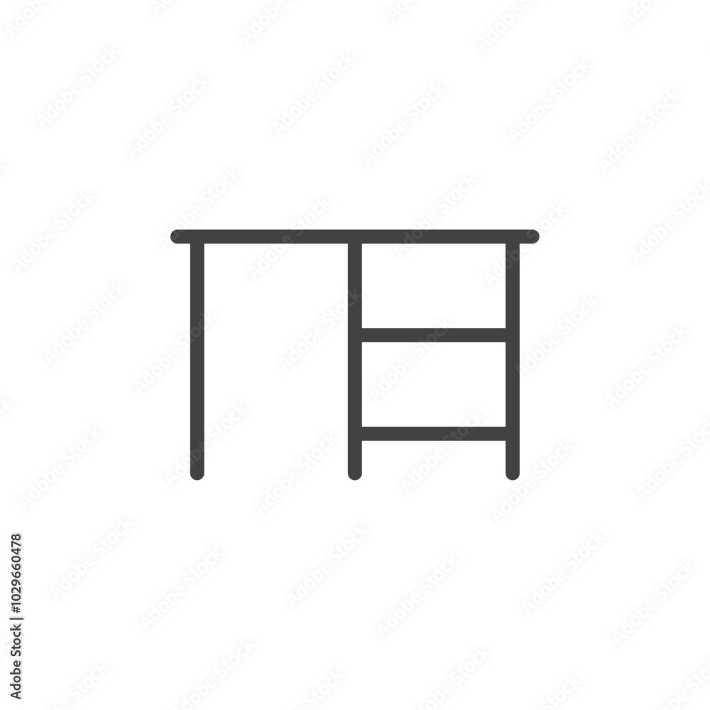 Desk icon Thin outline art symbol Desk icon Thin outline art symbol