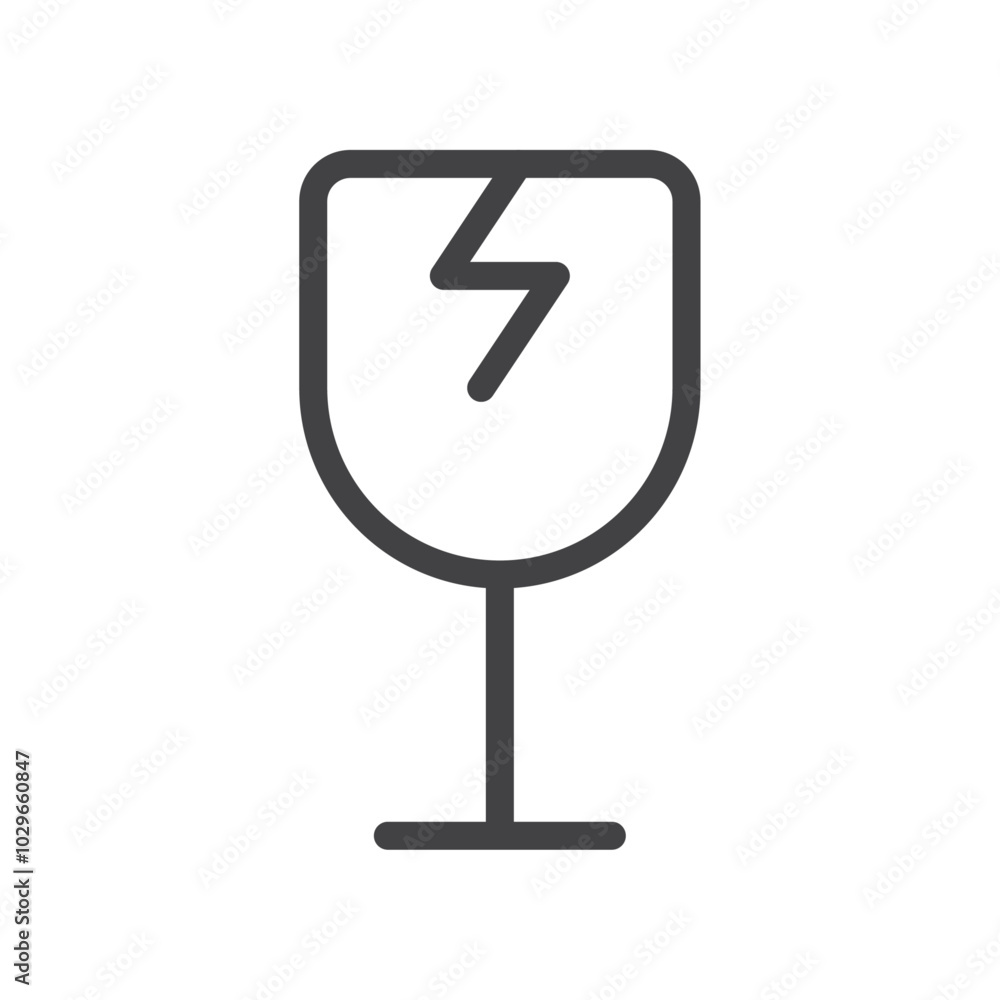 Fragile glass icon Thin outline art symbol Fragile glass icon Thin outline art symbol