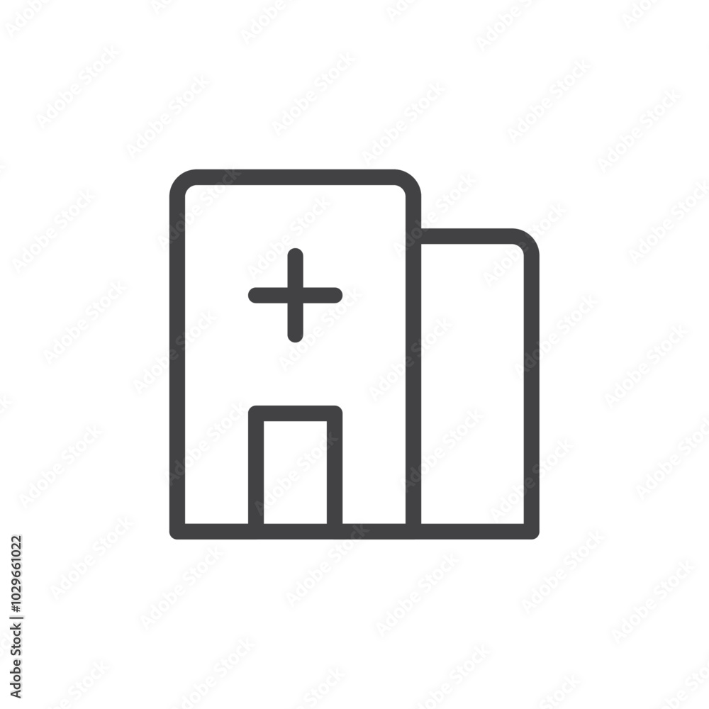 Hospital icon Thin outline art symbol Hospital icon Thin outline art symbol