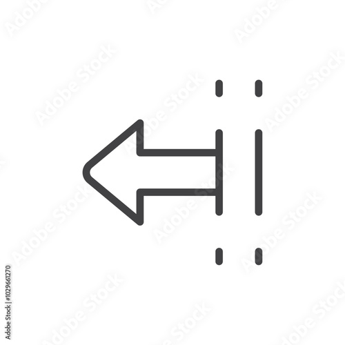 Left junction icon Thin outline art symbol