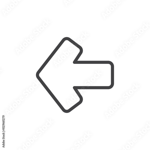 Left arrow icon Thin outline art symbol