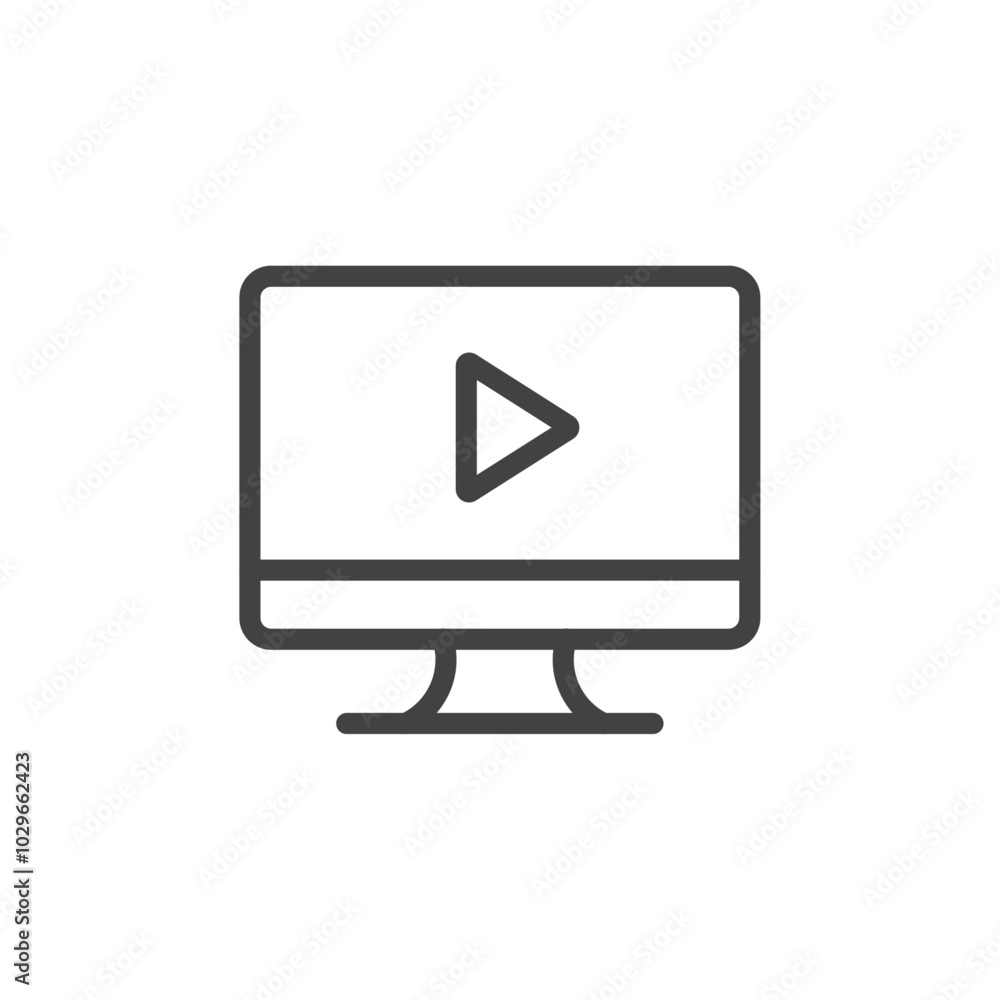 Video screen icon Thin outline art symbol Video screen icon Thin outline art symbol