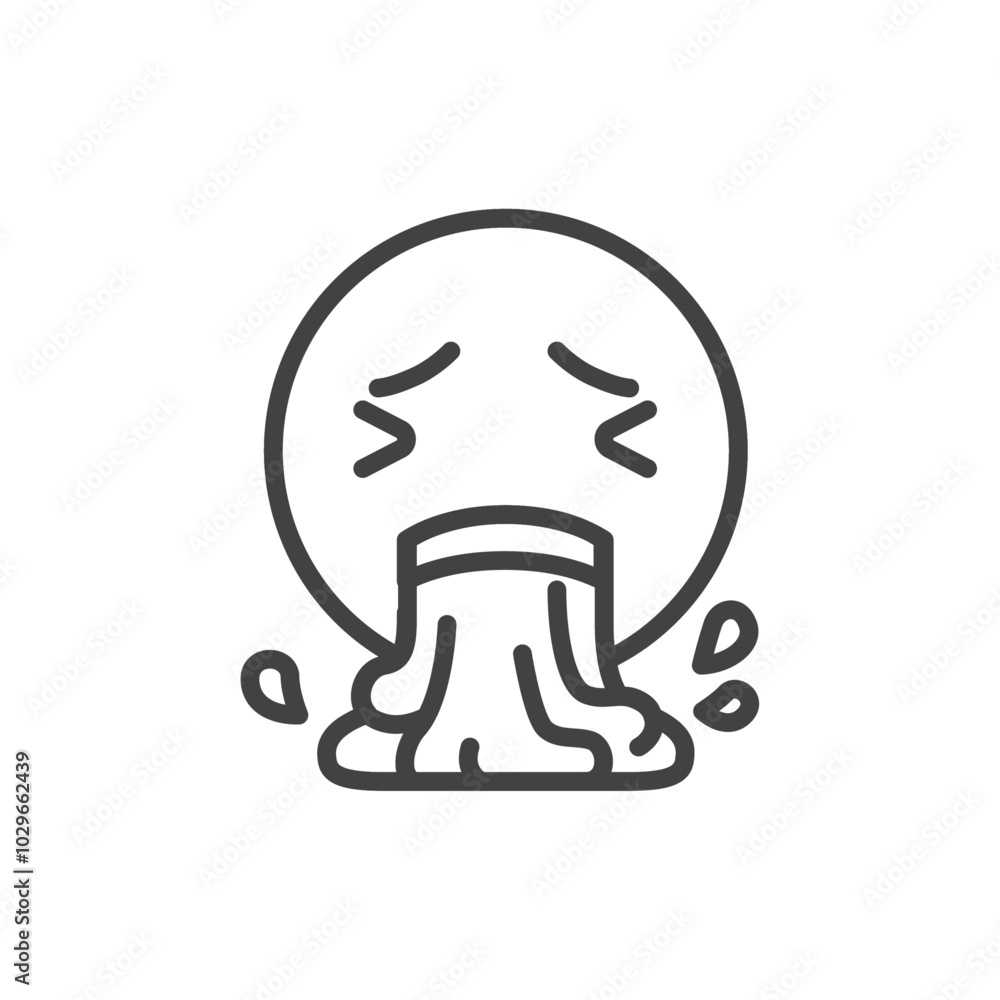 Vometing emoji icon Thin outline art symbol Vometing emoji icon Thin outline art symbol