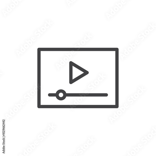 Video player icon Thin outline art symbol