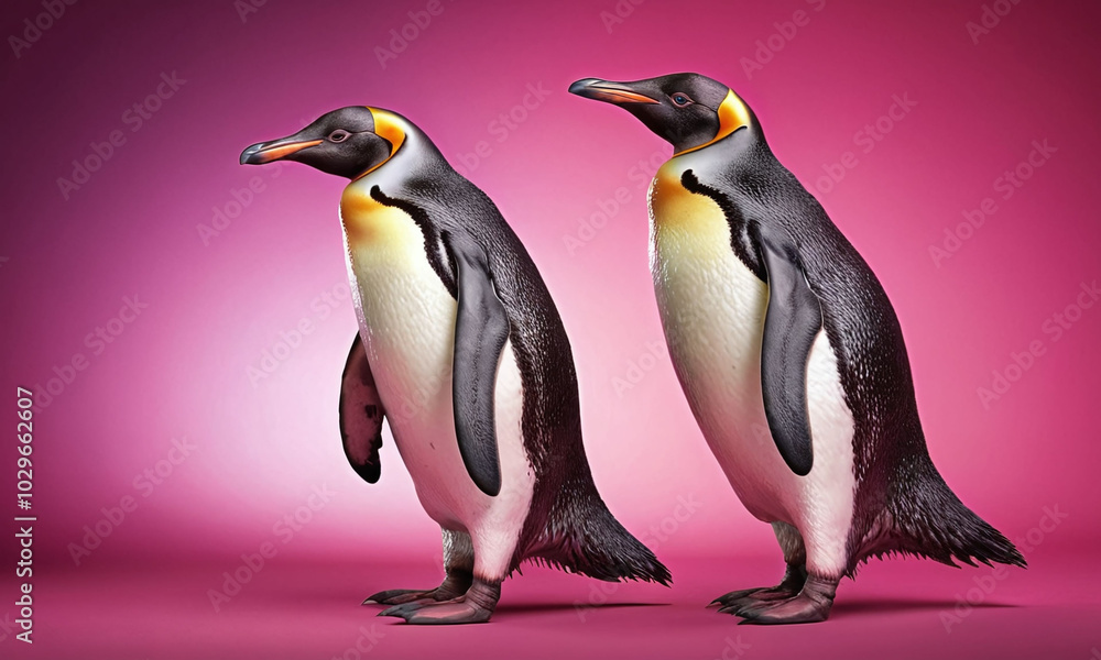 Fototapeta premium isolated penguins walking