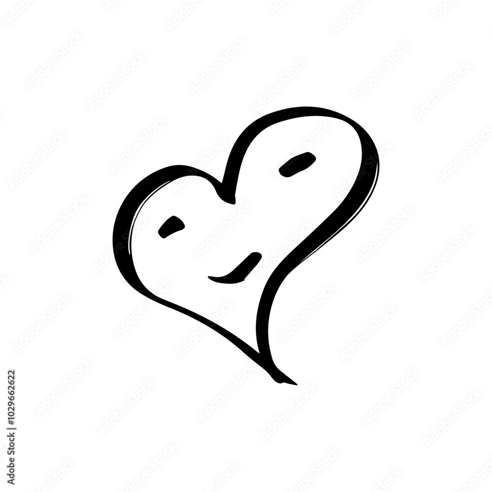 hand drawing abstract hearth face shape black color hand drawing abstract hearth face shape black color