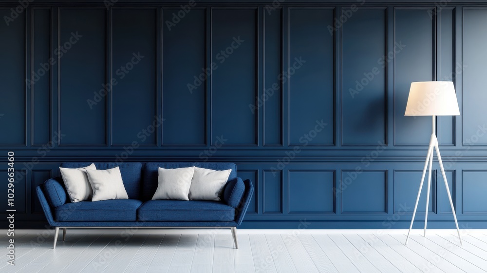 Fototapeta premium Modern Blue Living Room