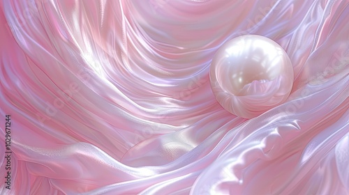 A large, clear, white ball is floating on a pink background