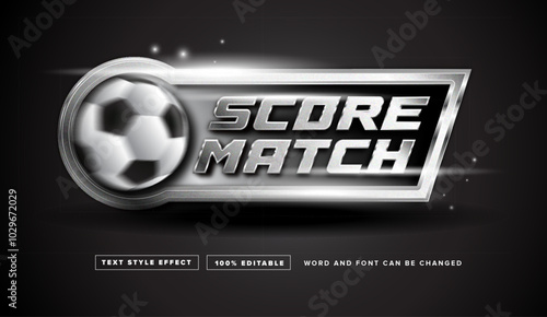 Silver score match with soccer ball text style effect editable