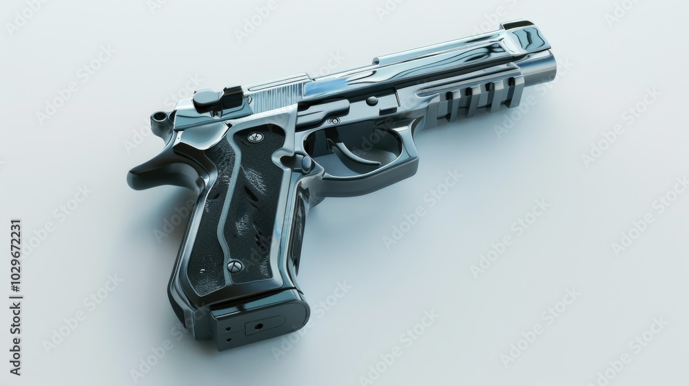 A futuristic weapon with a black and silver color scheme A futuristic weapon with a black and silver color scheme