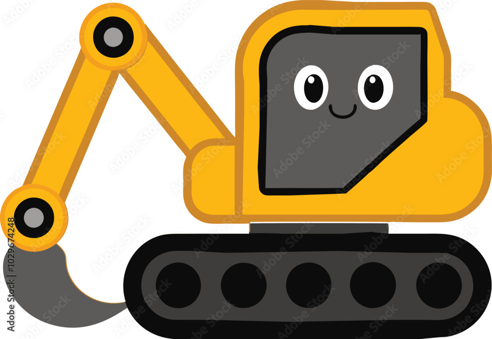 Excavator flat vector illustration on white background. Excavator flat vector illustration on white background.