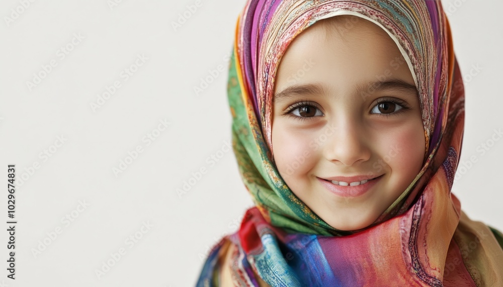 Smiling Young Girl in Headscarf. Smiling Young Girl in Headscarf.