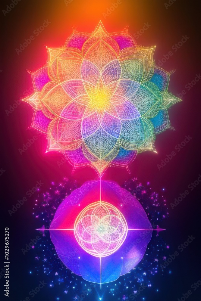 Obraz premium colorful Flower of Life wallpaper