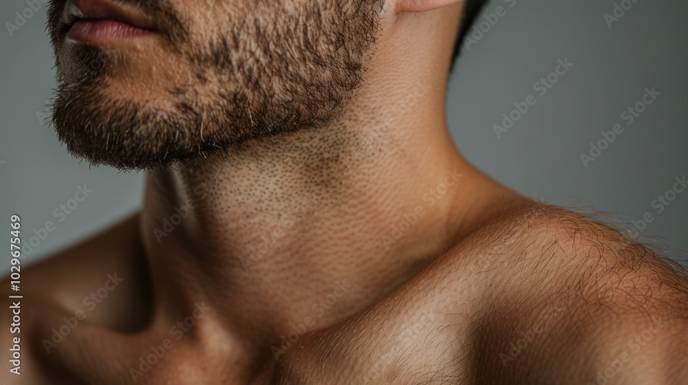 Obraz premium Close-up of a Man's Neck and Shoulder