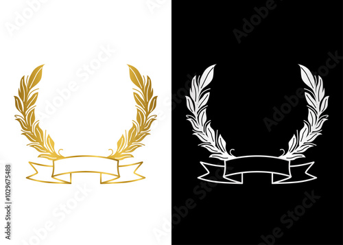月桂樹、月桂冠、アワードと表彰、ローレルのアイコン06
