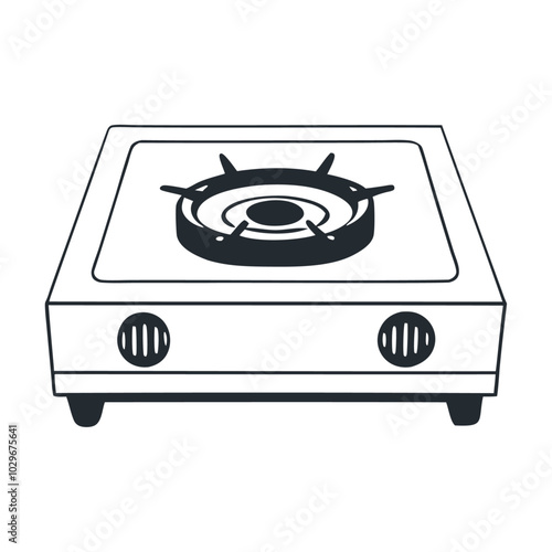 Gas burner black silhouette vector icon design