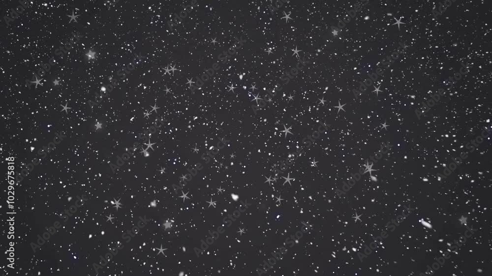 Animation of snow falling over stars on black background Animation of snow falling over stars on black background