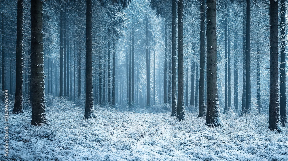Serene Winter Forest with Snowy Landscape Serene Winter Forest with Snowy Landscape
