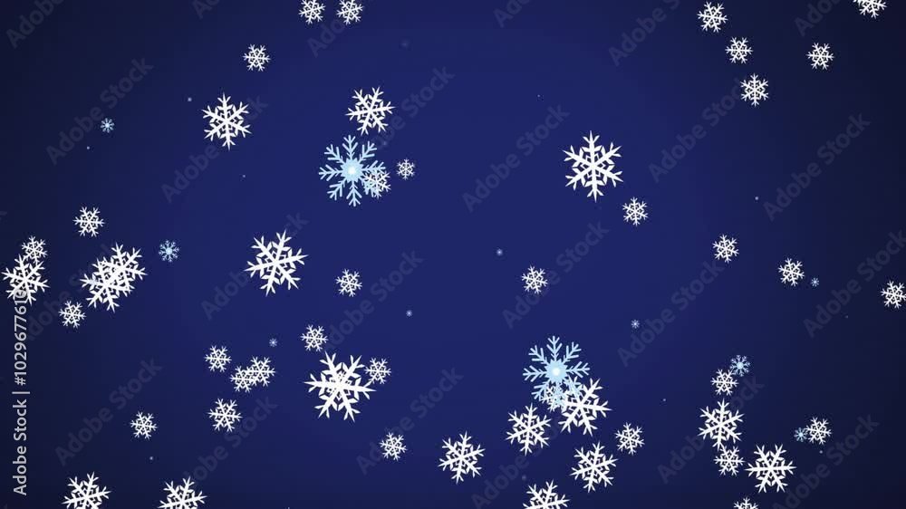 Animation of snow falling on blue background Animation of snow falling on blue background