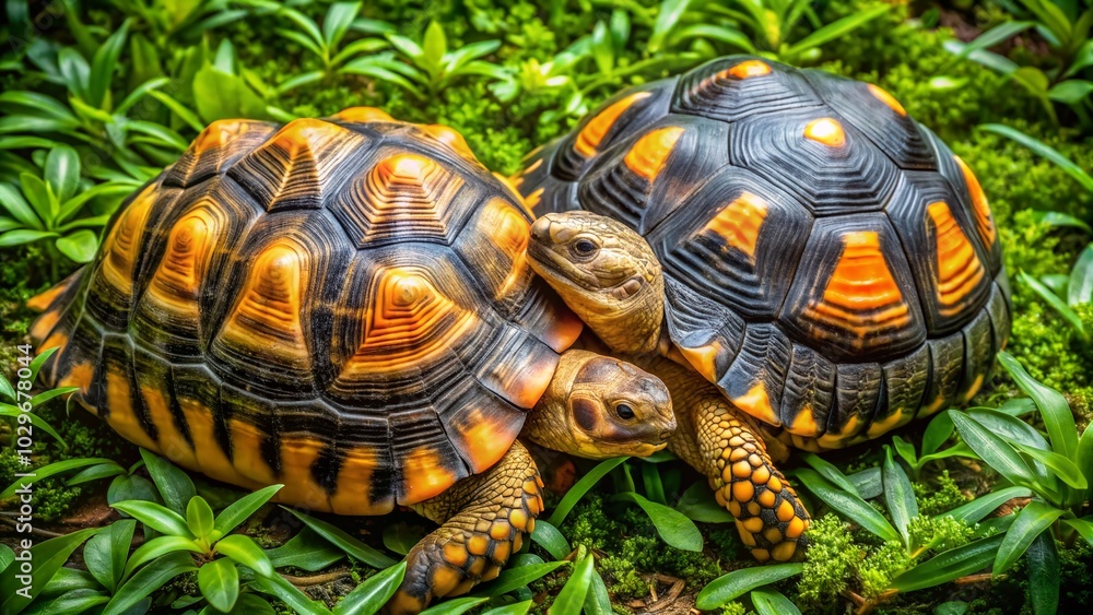 Aerial Photography of Radiated Tortoises Mating in Natural Habitat Aerial Photography of Radiated Tortoises Mating in Natural Habitat