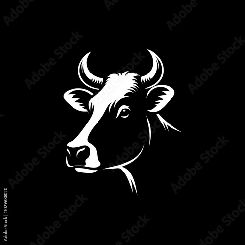 simple silhouette of cow head vector logo icon