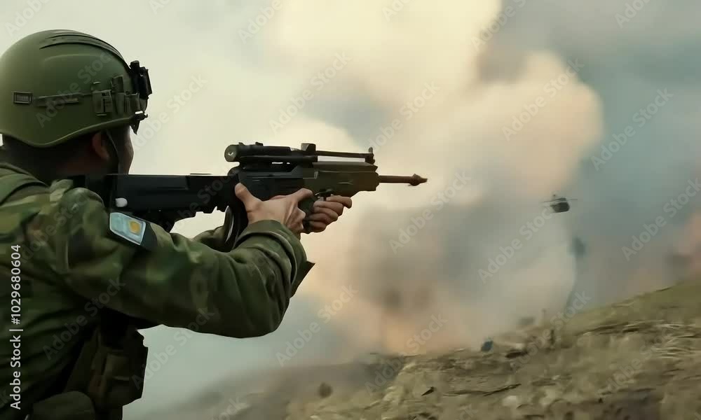 Soldiers advancing in battlefield with rifles with ai generated.
Soldiers advancing in battlefield with rifles with ai generated.