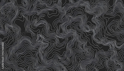 Seamless earth line topographic map organic pattern print. High quality illustration. Wavy lines shaped like the contours of the land. Nature inspired design for surface pattern print isolated with 