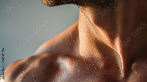 Close Up of a Man's Sweat-Covered Skin