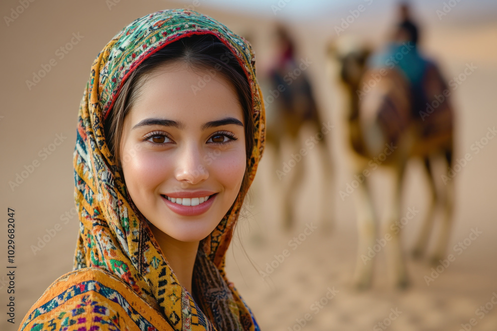 Indonesian woman wearing traditional cloth moroccan Djellaba at the desert Indonesian woman wearing traditional cloth moroccan Djellaba at the desert