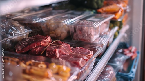 Close-up of Raw Meat in Refrigerator