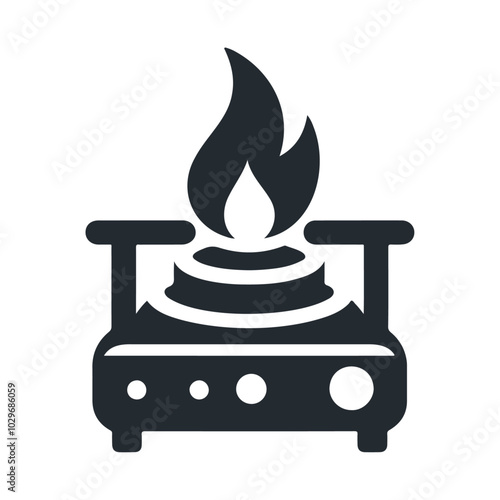 Gas burner black silhouette vector icon design