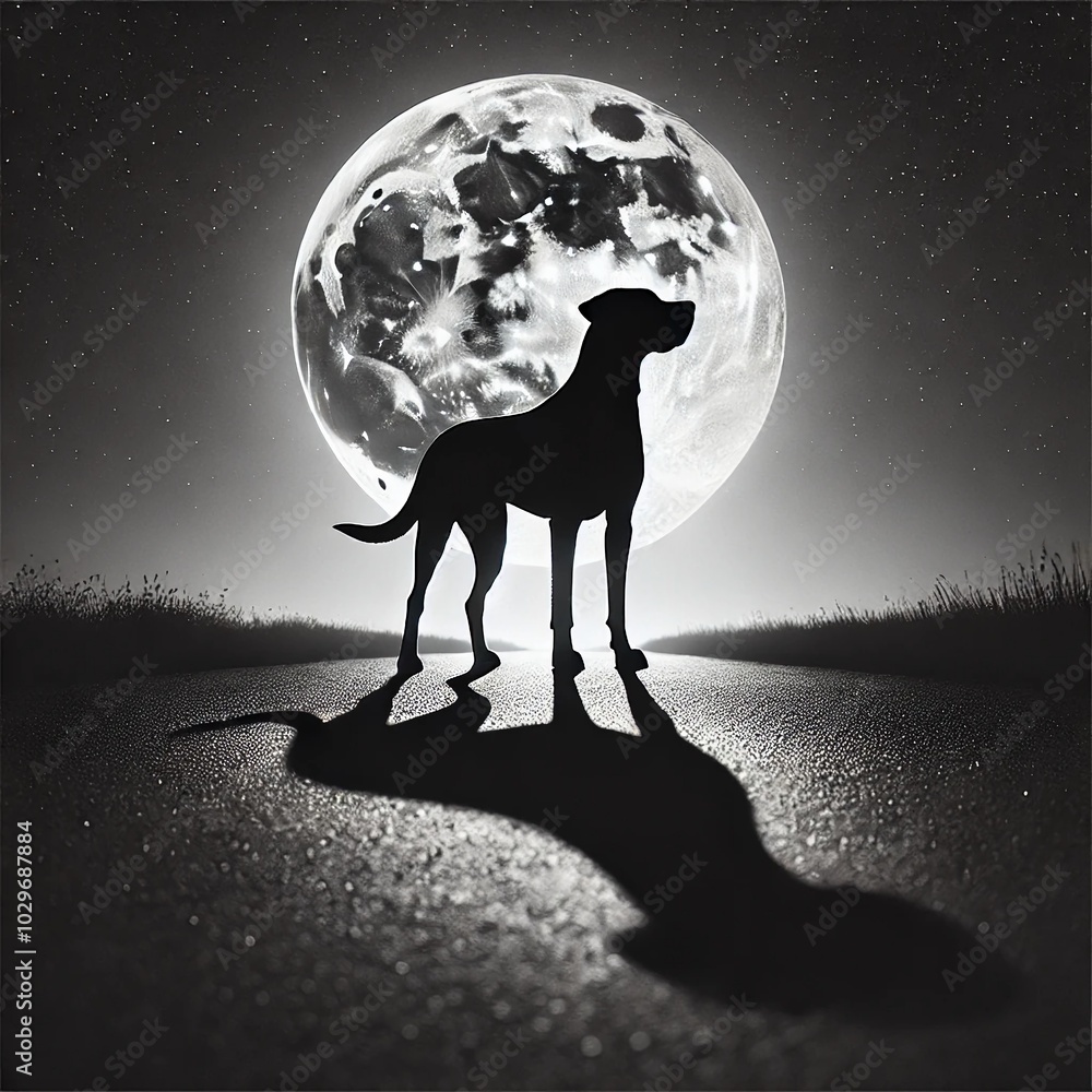 Shadow of a dog in the moonlight reflects great honesty Shadow of a dog in the moonlight reflects great honesty
