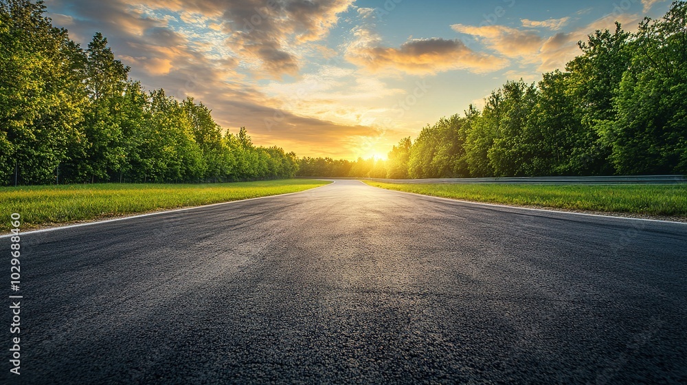 Serene Road Landscape at Sunset Serene Road Landscape at Sunset