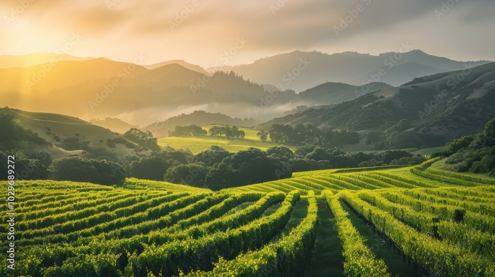 Expansive View of Organic Vineyard Landscape Expansive View of Organic Vineyard Landscape