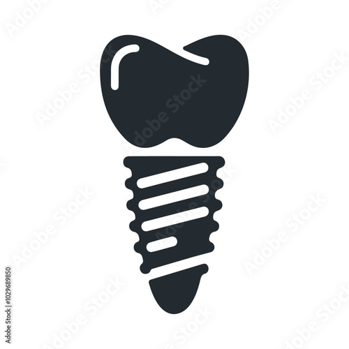 Dental implant black silhouette vector icon design